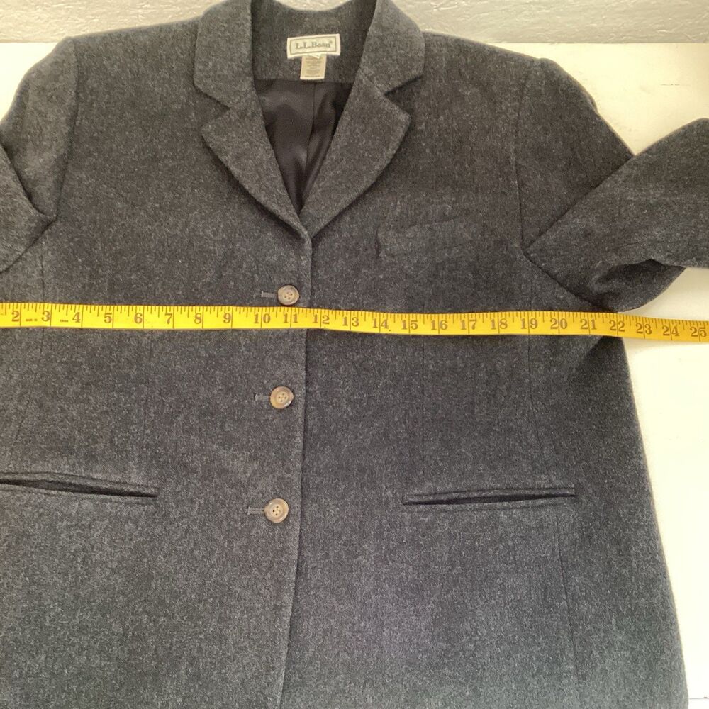 vintage ll bean womens jacket 16P gray wool, cashmere lined classic - Picture 3 of 10